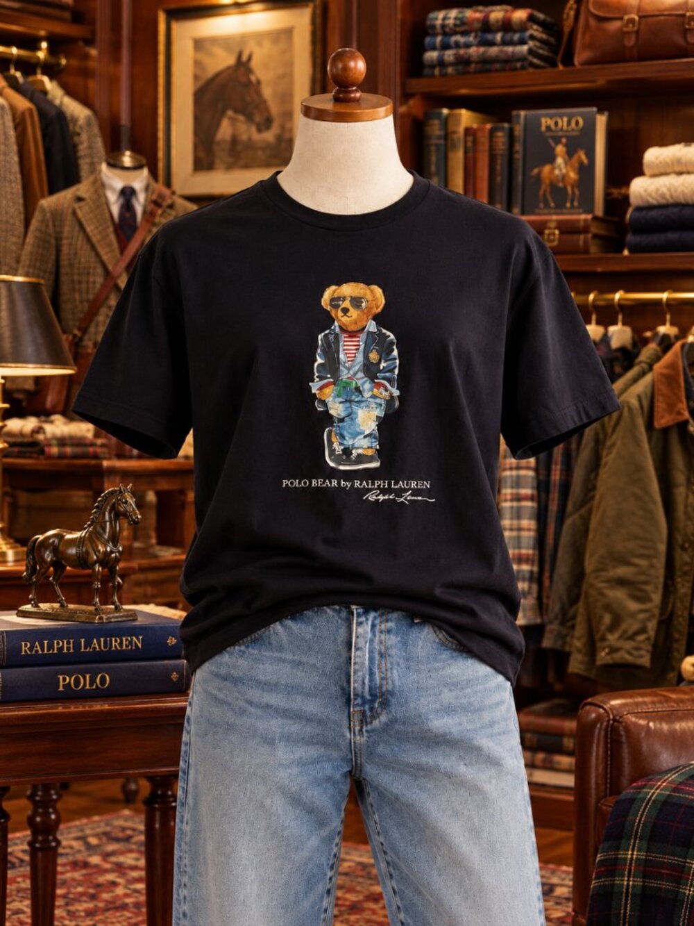 Polo Ralph Lauren Polo Bear Graphic T Shirt Menâs XXL Navy Blue Cotton Unisex